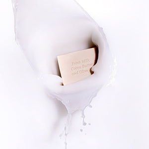 Buttermilk Cleansing Bar in creamy swirl, MooGoo natural soap for dry sensitive skin, hydrating non drying SLS free skincare