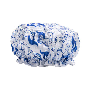 MooGoo Shower Cap on white background, easy-fit hair cover that prevents water exposure for fresh hair